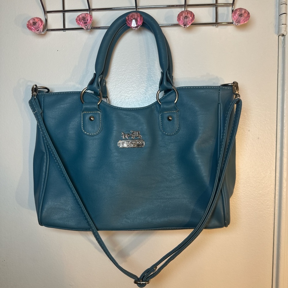 Coach Blue Satchel with Versatile Design